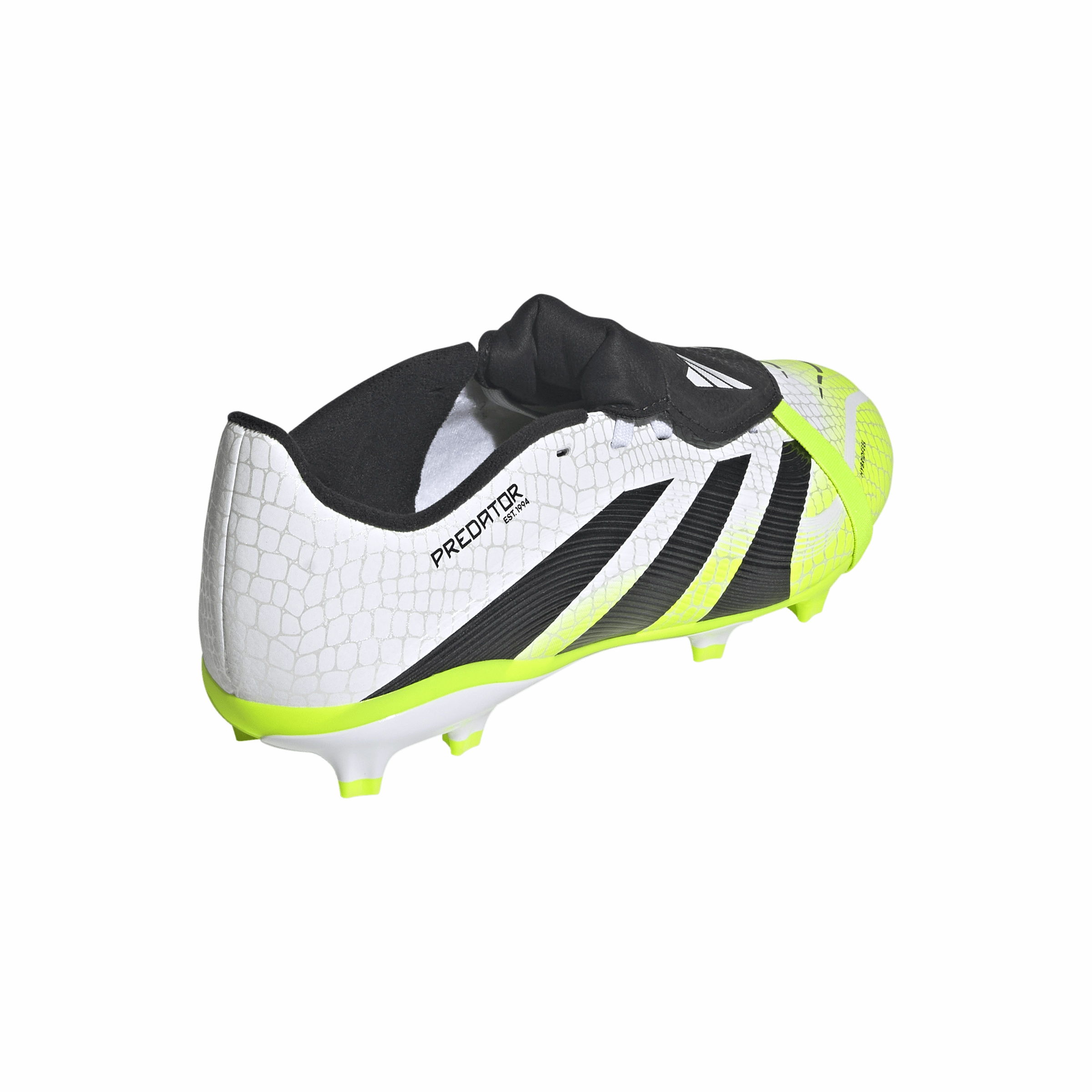 adidas Junior Predator League FT Fold Tongue FG Firm Ground Soccer Shoes  - FTWhite/ CBlack/ Luclem Speed Design Stable Fit