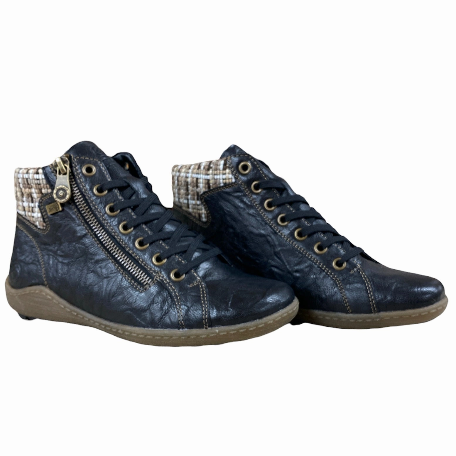 Light Step Timeless Style R1485-01 Black Knit Cuff Lace/Zip RTex