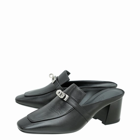 Timeless Pick Hermes Noir Kelly Goatskin Blossom mule 39