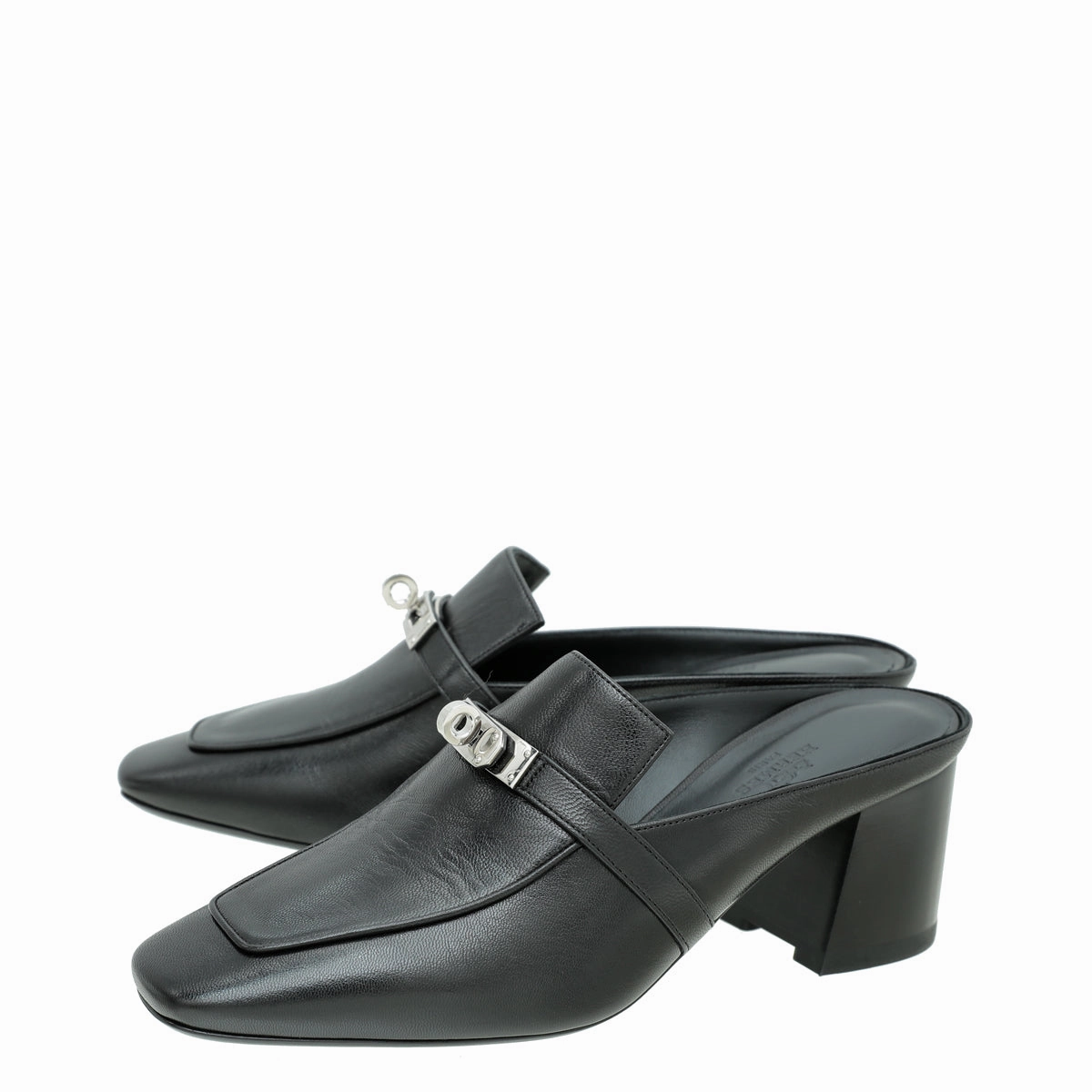 Timeless Pick Hermes Noir Kelly Goatskin Blossom mule 39