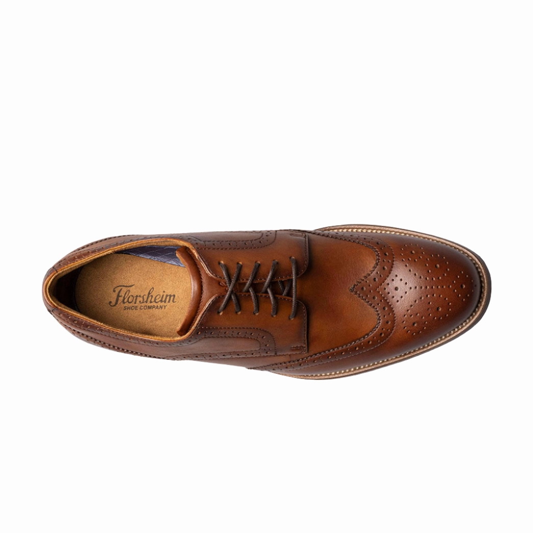 Shoe Game Textured Surface Rucci Wingtip Oxford Cognac