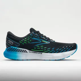 Brooks Glycerin GTS 20 Men's  Black/Hawaiian Ocean/Green running in a ravine area shoes shock - dispersing shoes