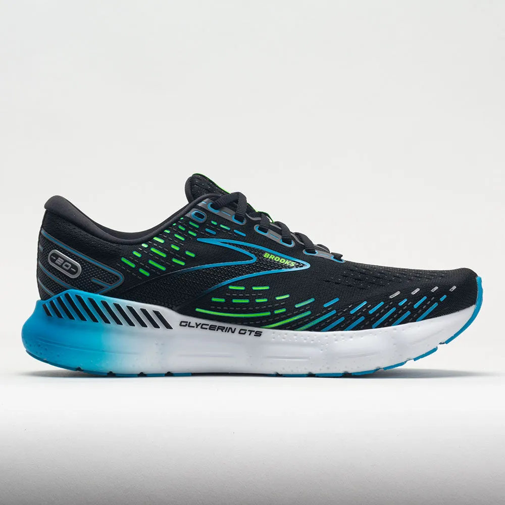 Brooks Glycerin GTS 20 Men's  Black/Hawaiian Ocean/Green running in a ravine area shoes shock - dispersing shoes