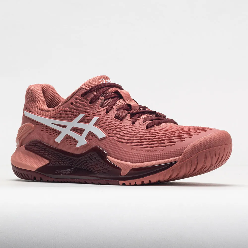 wide - fit comfort ASICS GEL-Resolution 9 Women's  Light Garnet/White