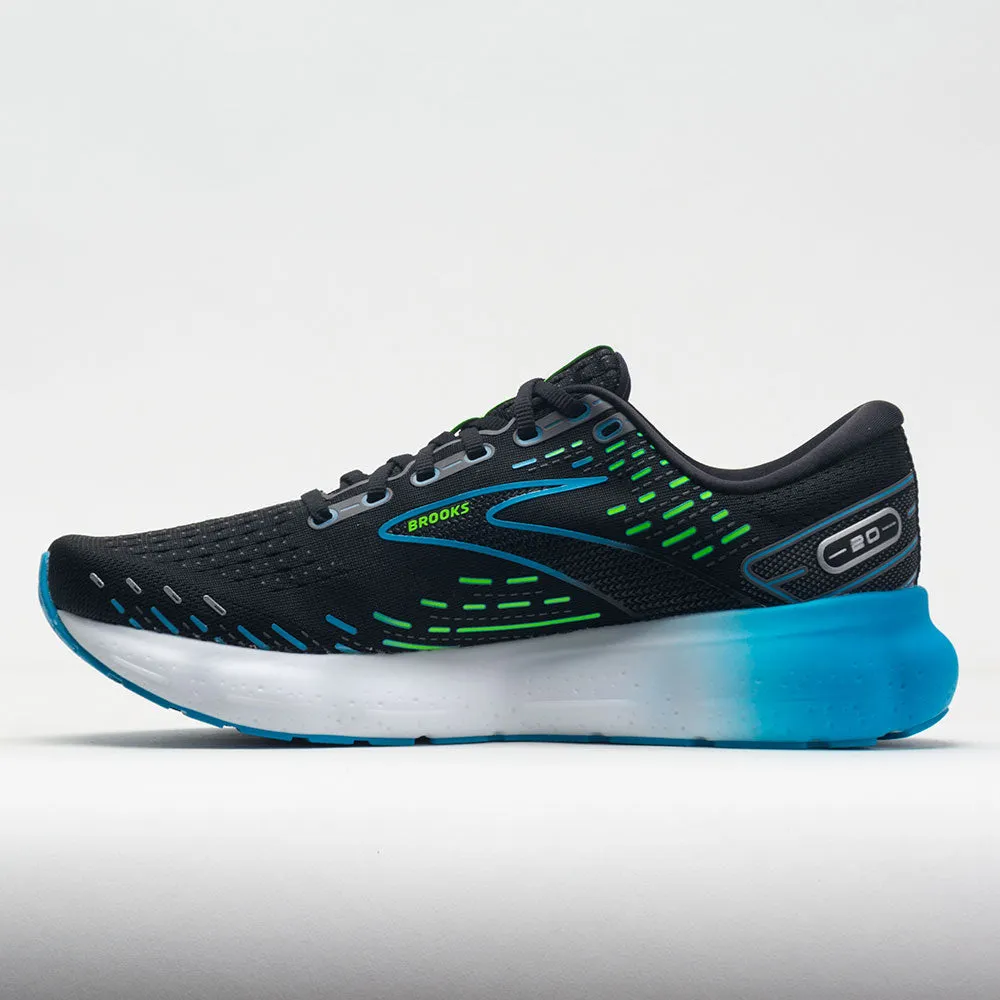 Brooks Glycerin 20 Men's  Black/Hawaiian Ocean/Green multi - colored shoes running in a cantilever bridge area shoes