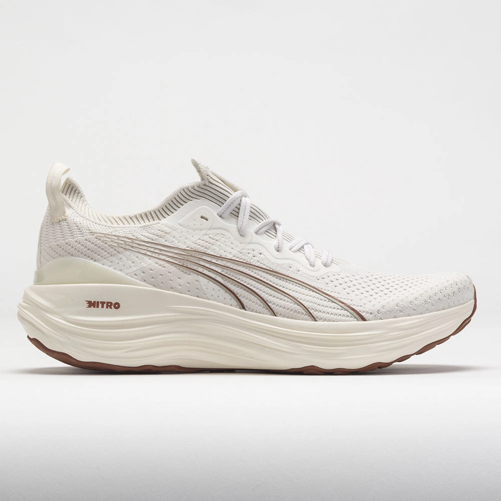 Puma ForeverRun Nitro Knit Women's  Warm White/Teak running on gravel shoes