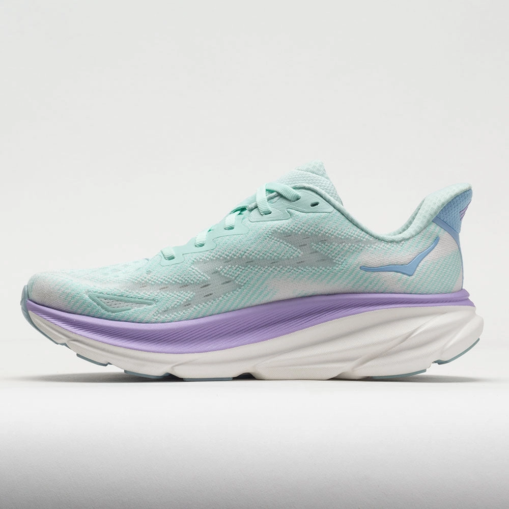 HOKA Clifton 9 Women's  Sunlit Ocean/Lilac Mist ribbon - trimmed - design shoes Power Walk