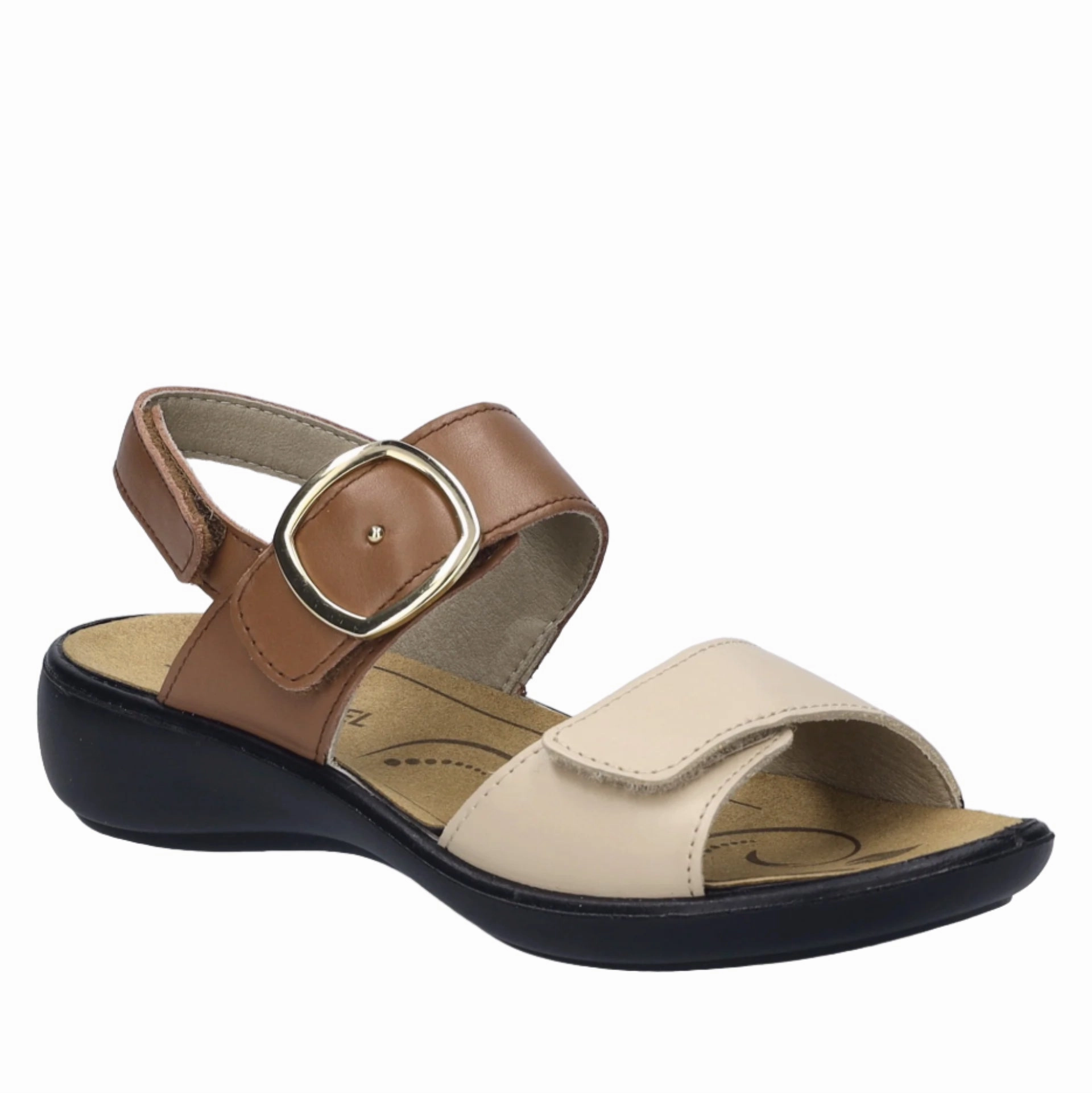 Women's Ibiza 12 Creme/Cognac Comfortable Design Open Sides