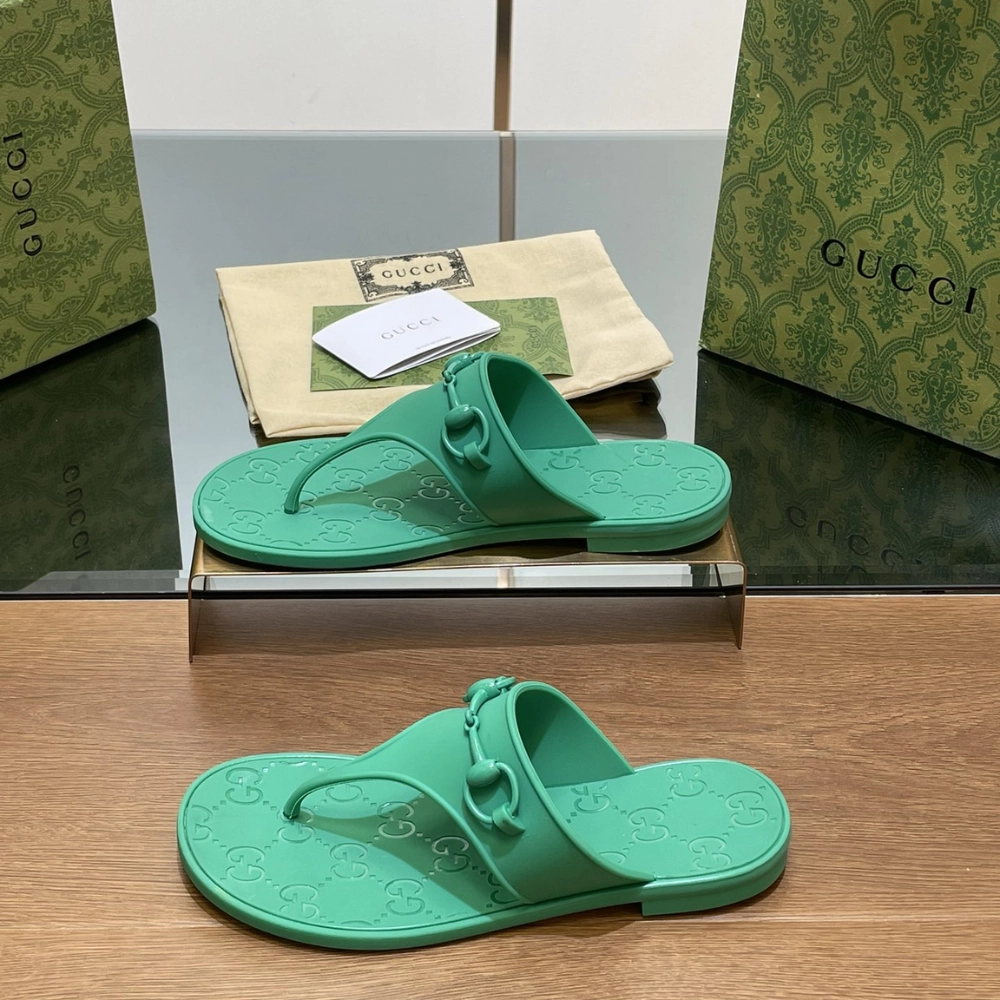 Sandal With Horsebit Green Rubber Designer Slides & Sandals for Women wellness