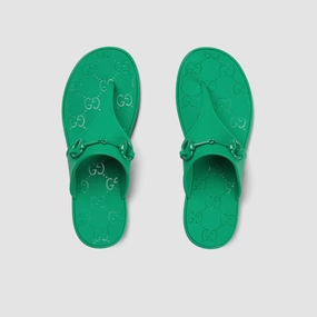 Sandal With Horsebit Green Rubber Designer Slides & Sandals for Women Functional Footwear