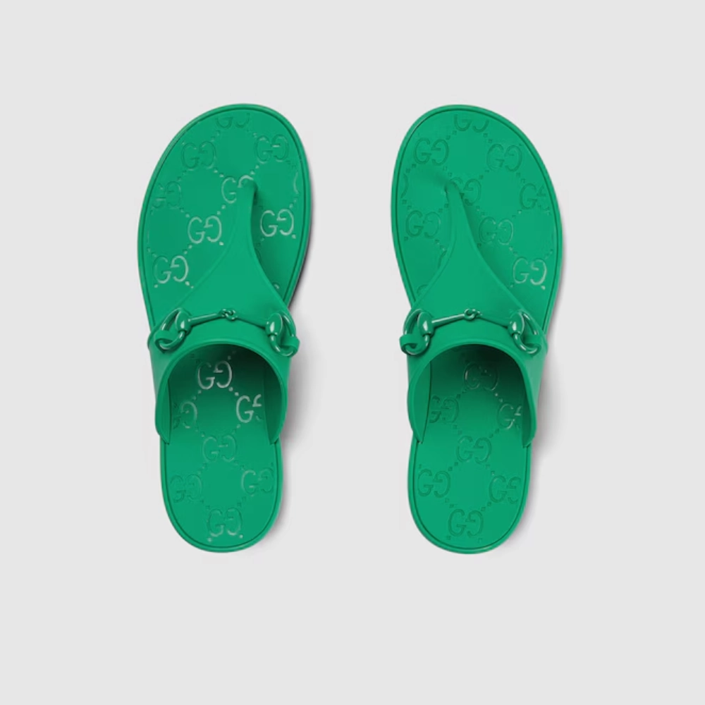 Sandal With Horsebit Green Rubber Designer Slides & Sandals for Women Functional Footwear