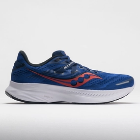running in a tennis court area shoes Saucony Guide 16 Men's  Indigo/Black