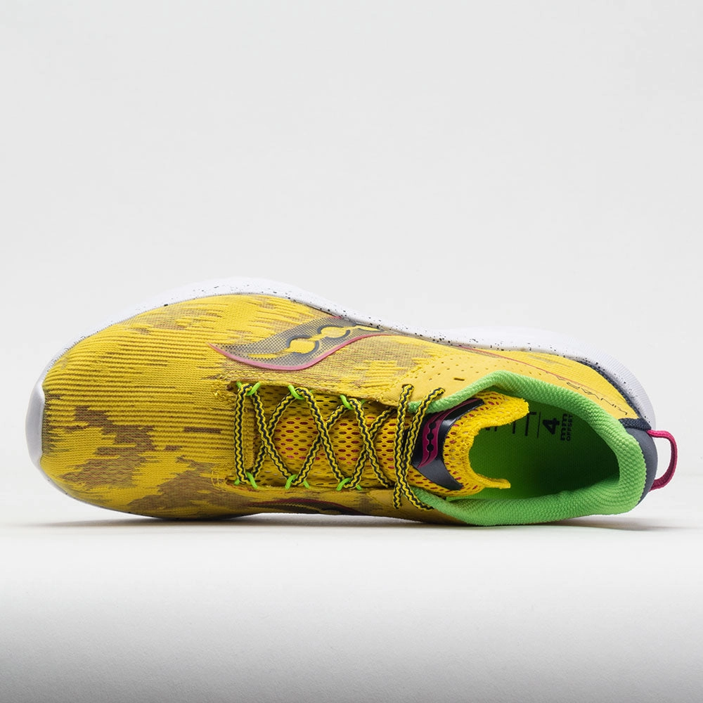 Saucony Kinvara 14 Men's  Sulpher running in a cross - country meet shoes