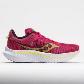 running in a mud pot area shoes Saucony Kinvara 14 Women's  Red/Rose