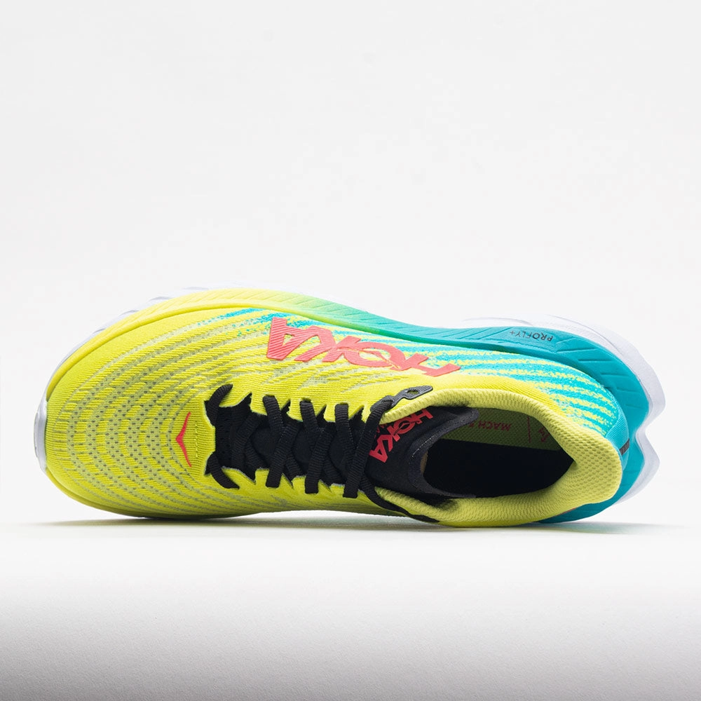 HOKA Mach 5 Women's  Evening Primrose/Scuba Blue national - team - themed running gear running on a synthetic track shoes