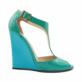 Jimmy Choo T-Strap Wedges - Women's 36.5 Chic Pumps