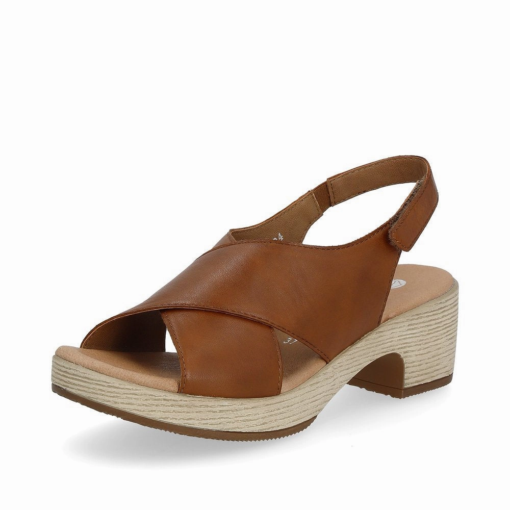 D0N54-24 Cross Strap Heel Brown Stylish Design Boardwalk Glam