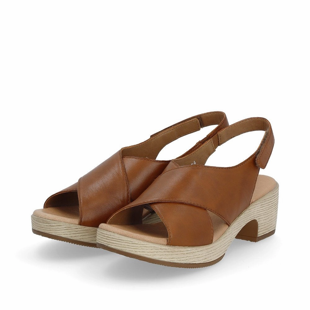 Comfortable fit D0N54-24 Cross Strap Heel Brown
