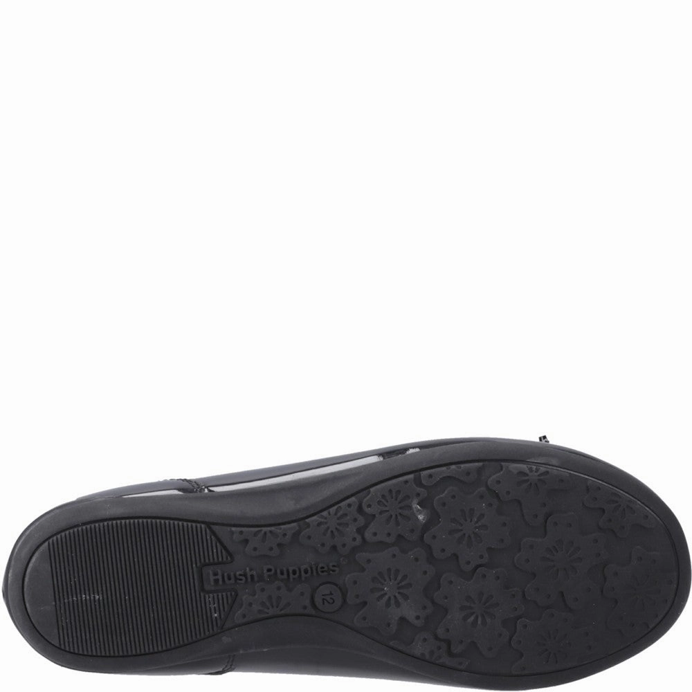 Slip Friendly Hush Puppies Lillie Ballerina Patent Junior School Shoes