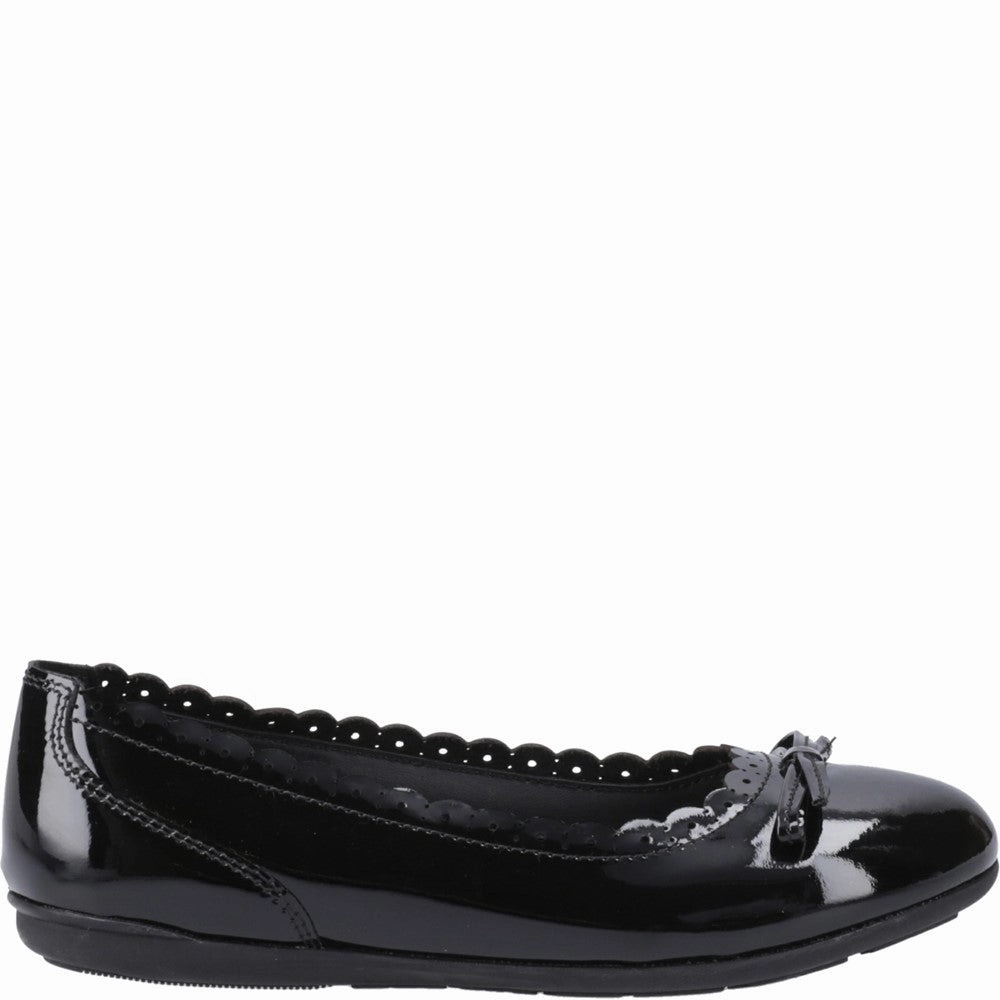 slim fit Hush Puppies Lillie Ballerina Patent Junior School Shoes
