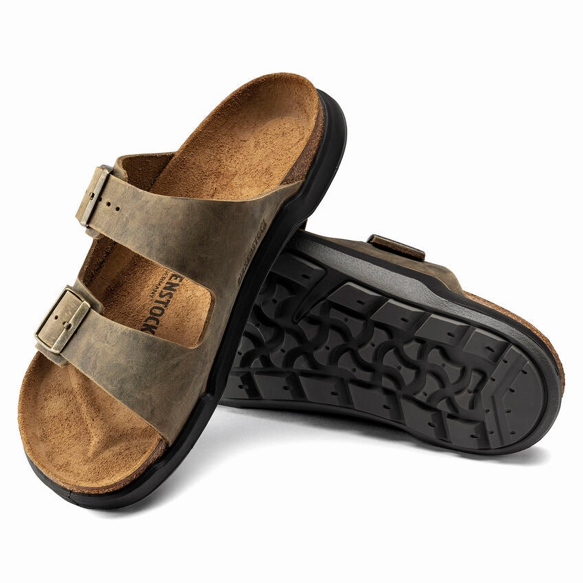 Functional Footwear Lightweight Slippers Men's Arizona CT Rugged Faded Khaki Oiled Leather