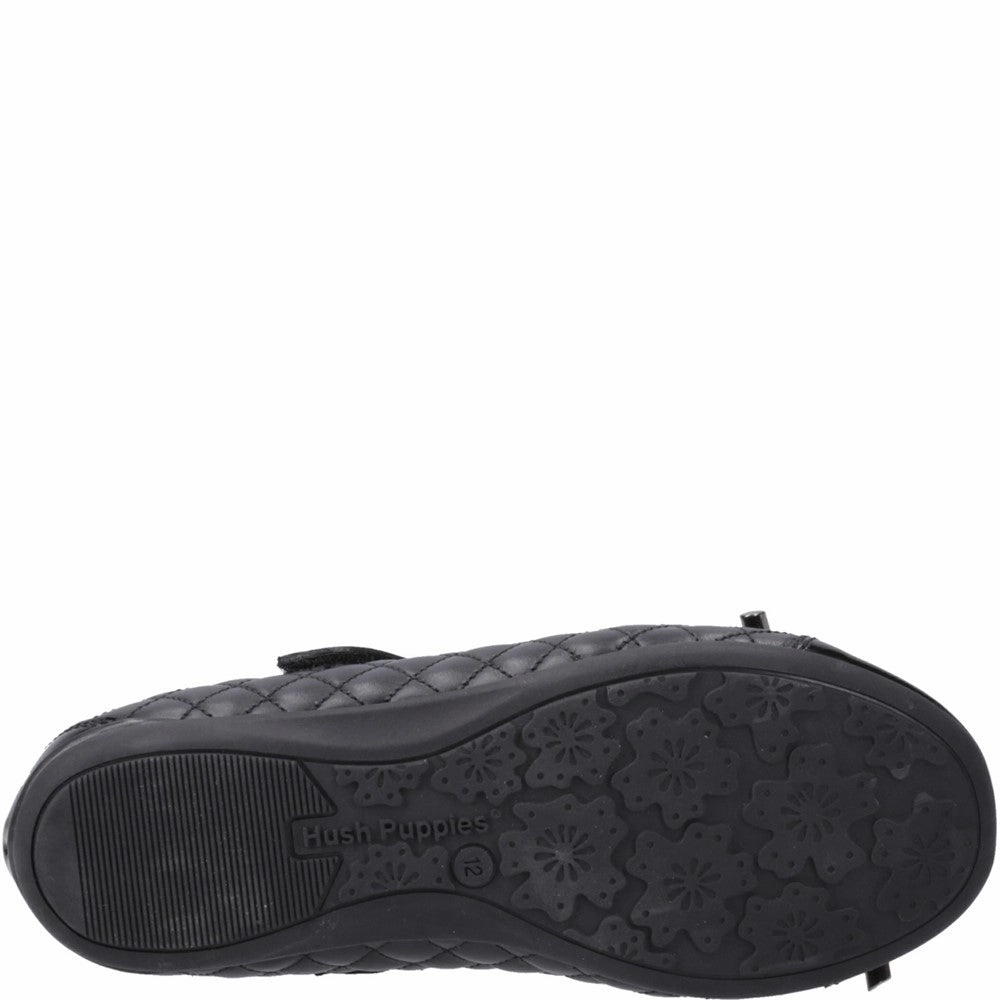 Hush Puppies Lottie Quilt Ballerina Junior School Shoes Vine Step Padded Footbed