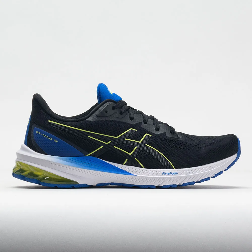 ASICS GT-1000 12 Men's  Black/Glow Yellow running shoes for competitive male runners running with a durable outsole