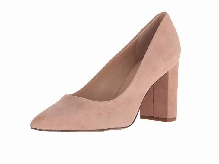 Franco Sarto Palma Block Heel Suede Pump Statement Piece