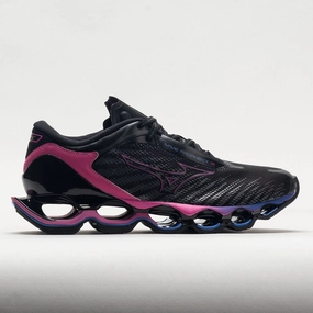Mizuno Wave Prophecy 12 Women's  Black Oyster Cushioned Footbed running in a ditch area shoes