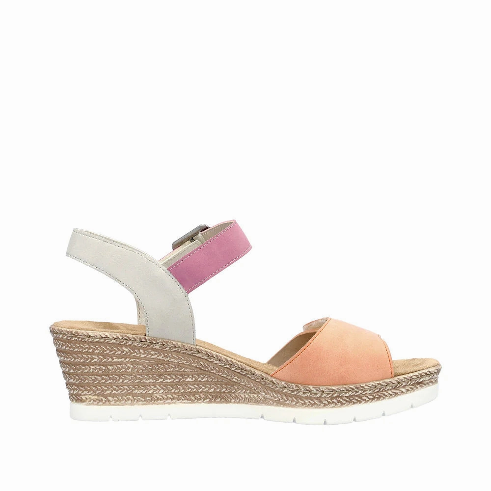 Travel Comfort Shoes Classic 61960-90 Velcro Wedge Apricot/Pink/Grey