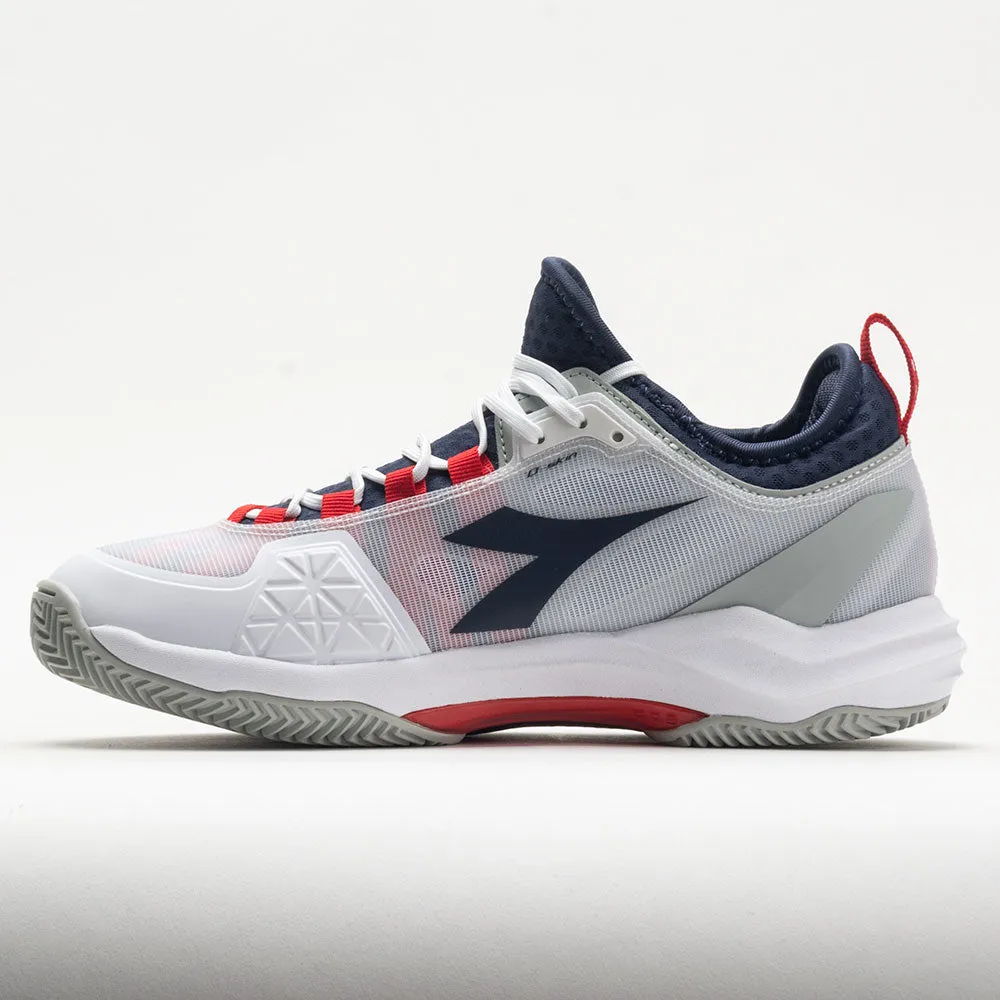 Diadora Speed Blushield Fly 4  Clay Men's  White/Blue Corsair/Fiery Red medial - support shoes Propulsion plate