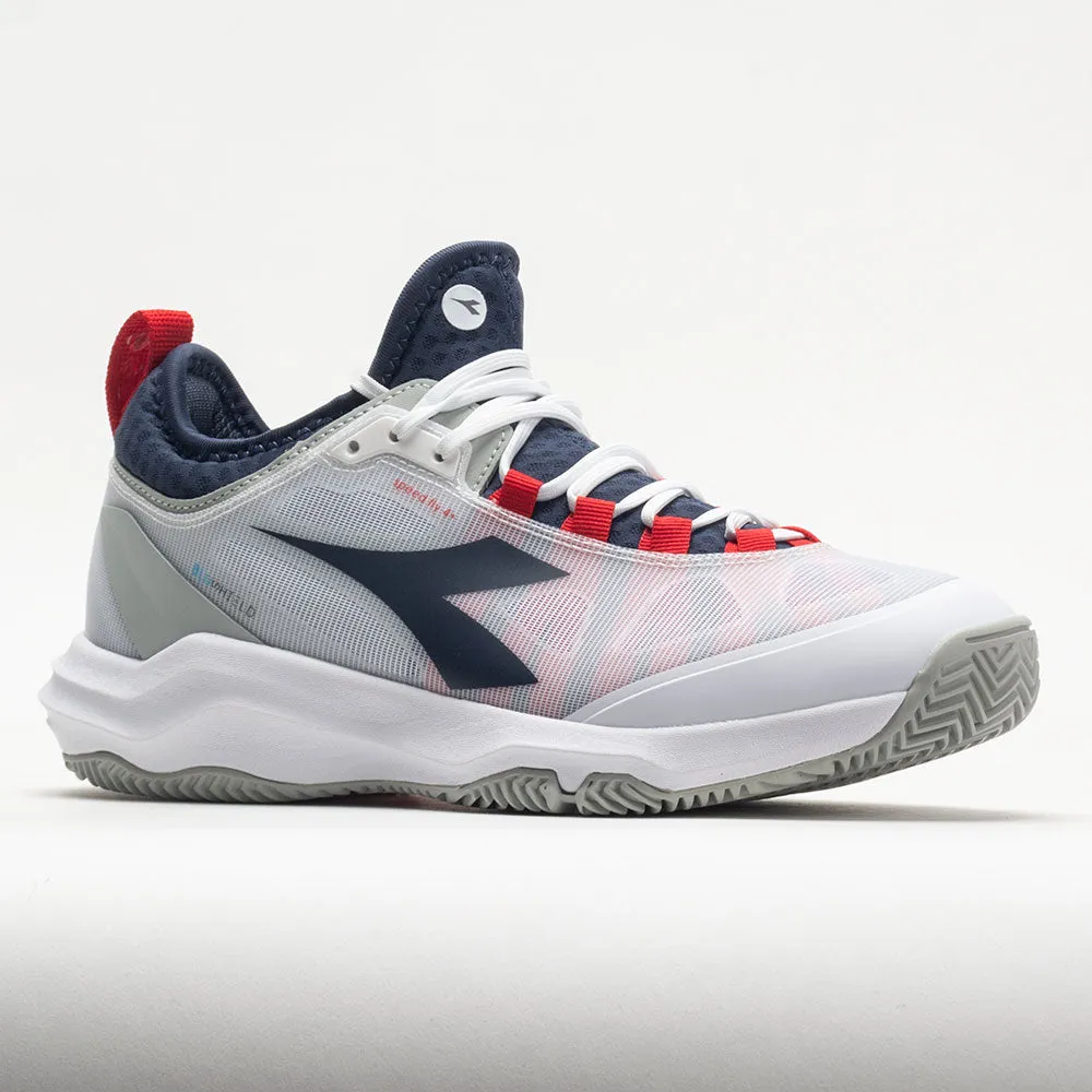 Matte Diadora Speed Blushield Fly 4  Clay Men's  White/Blue Corsair/Fiery Red