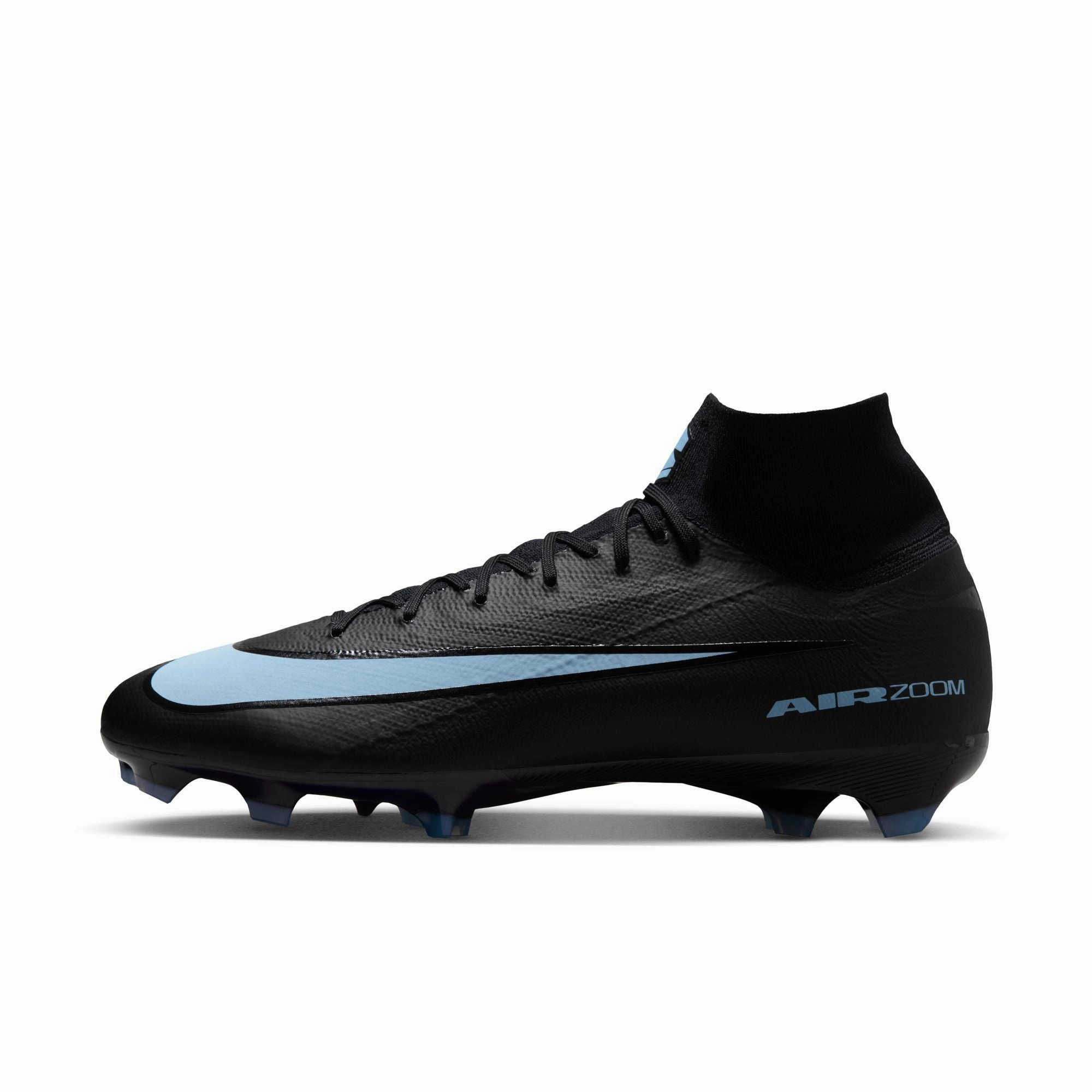 Padded Heel Nike Zoom Superfly 10 Pro FG/MG Firm Ground Soccer Shoes - Black/Ice Blue