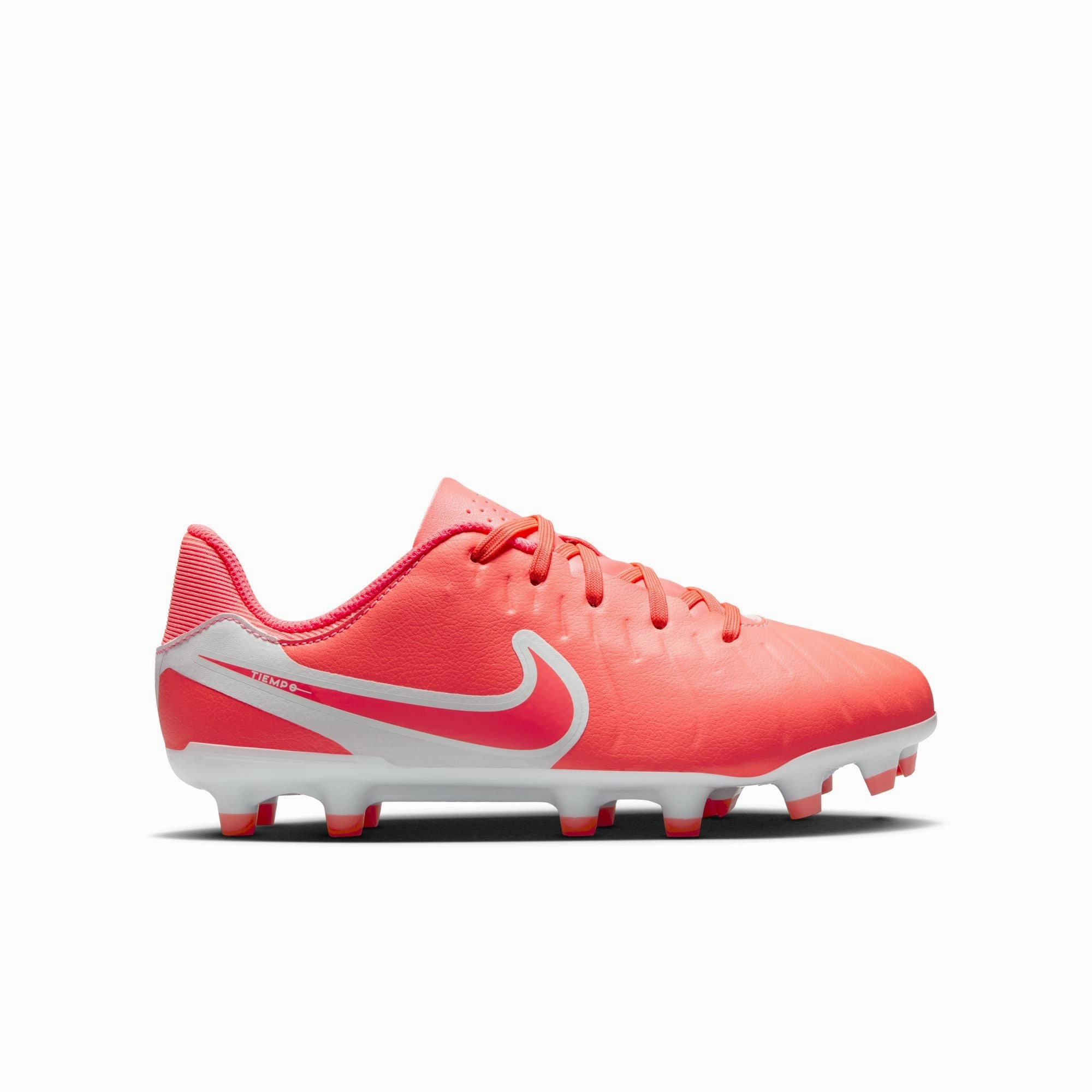 Nike Junior Tiempo Legend 10 Academy FG Firm Ground Soccer Shoes -Hot Lava/White Sweat Wicking