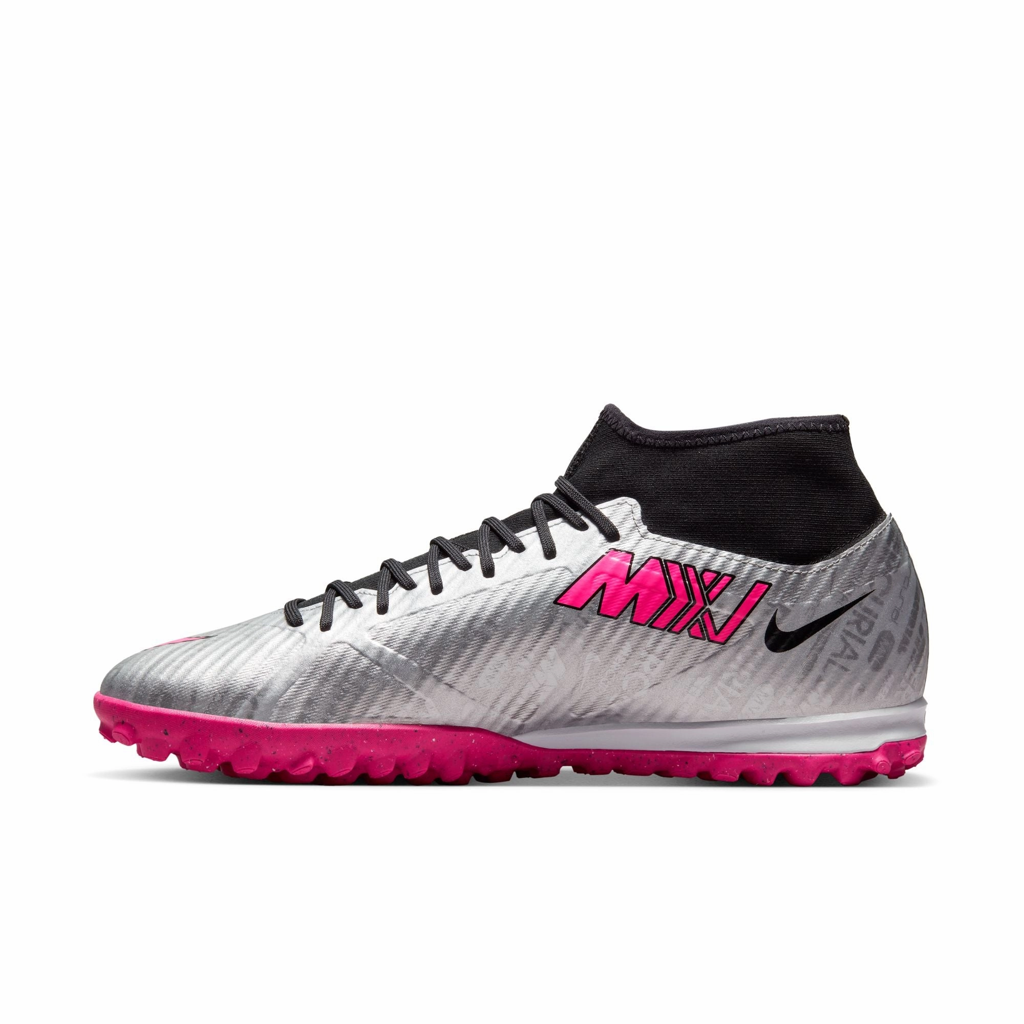Springy Midsole Friction Free Nike Zoom Mercurial Superfly 9 Academy XXV TF Turf Soccer Shoes - Metallic Silve/ Hyper Pink