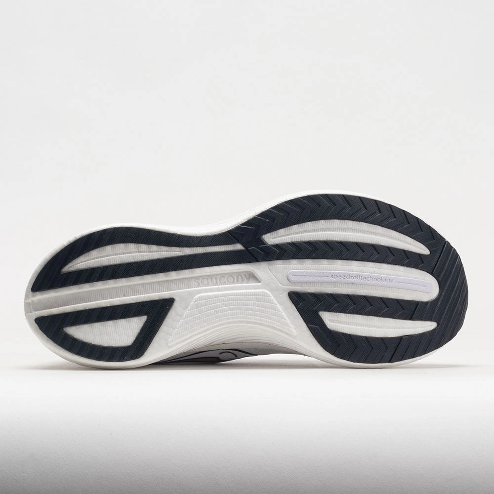 Saucony Endorphin Speed 3 Men's  White/Gold running on a gravel road