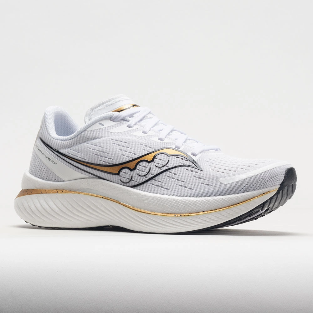 Saucony Endorphin Speed 3 Men's  White/Gold Reflective Trim competitive event shoe purpose