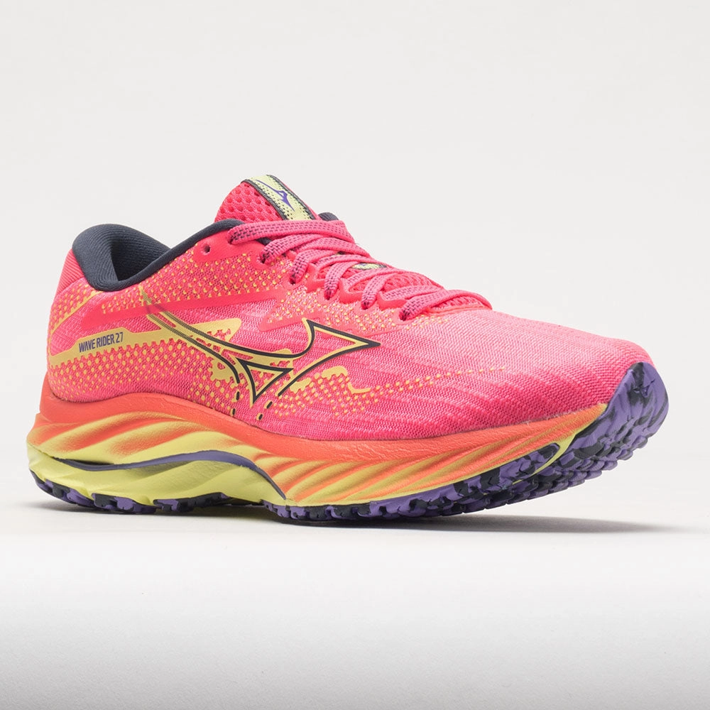 running in summer shoes Mizuno Wave Rider 27 Mesh Women's  High-Vis Pink/Ombre Blue