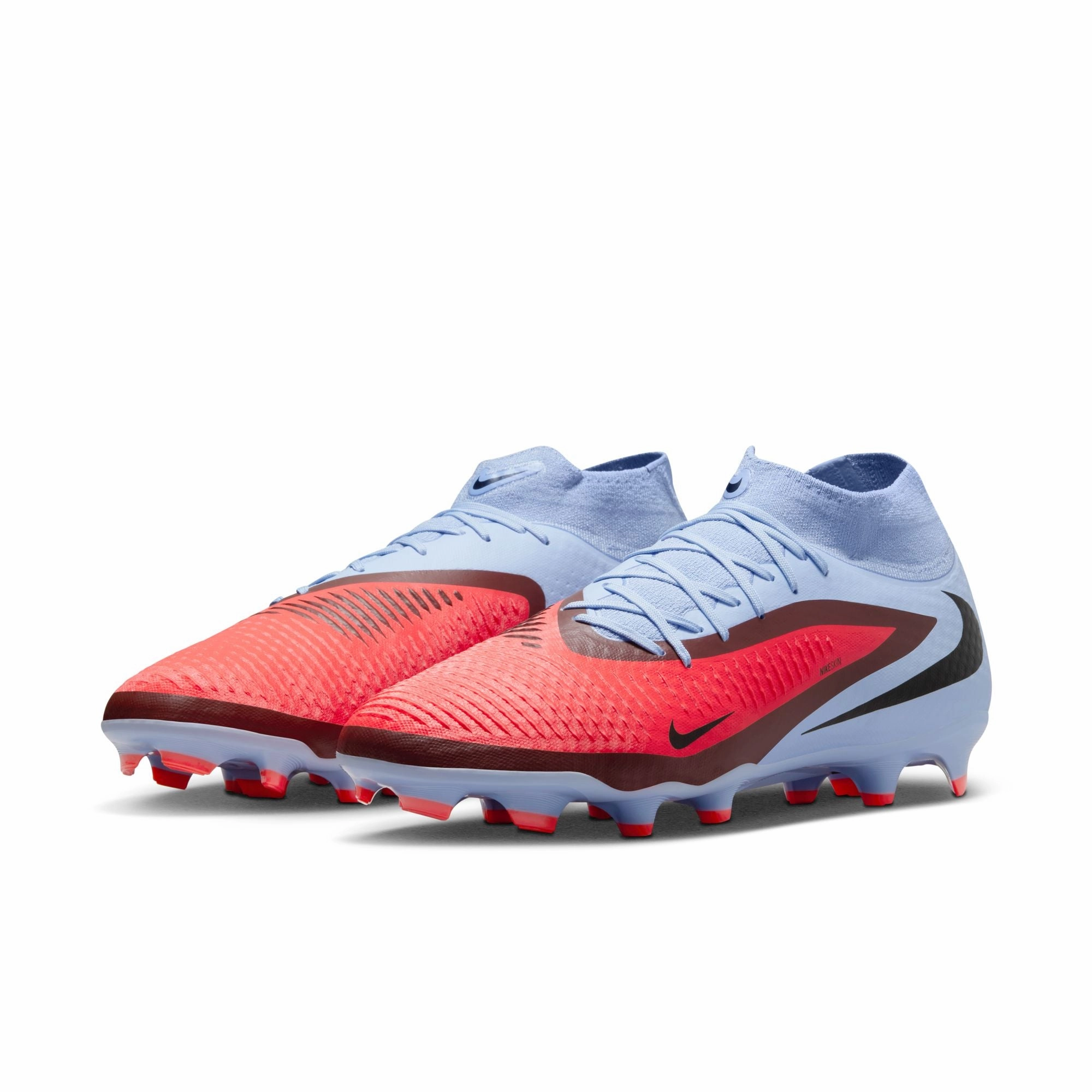 Run Ready Game Spirit Nike Phantom 6 360 High Academy DF FG Firm Ground Soccer Cleats - Royal Tint/ Bright Crimson