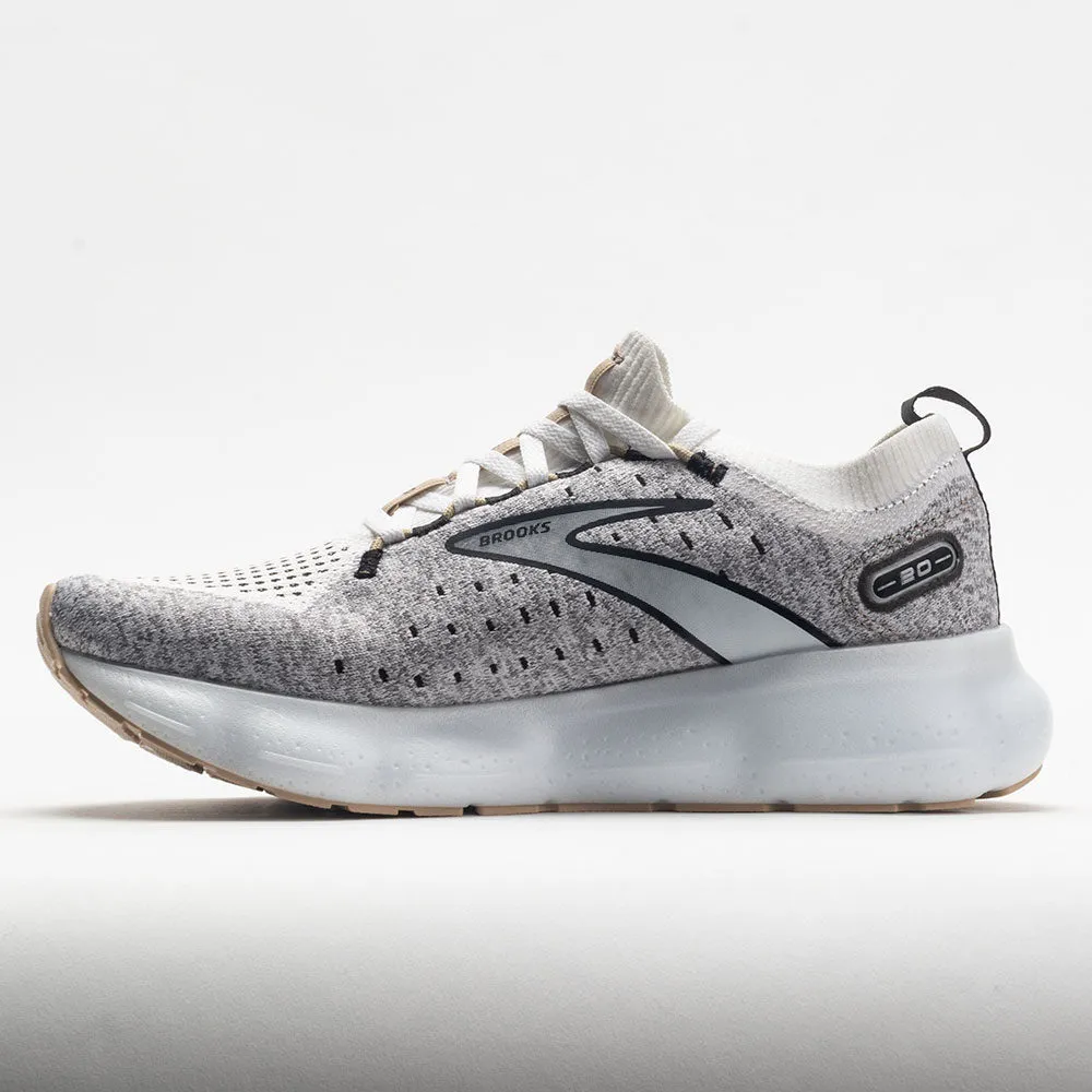 Brooks Glycerin StealthFit 20 Women's  White/Black/Cream Elastic Straps cricket - ground running shoes