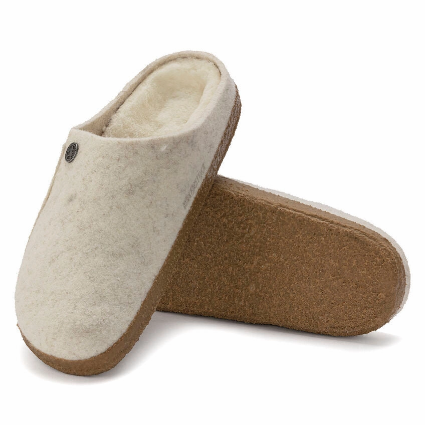 Women's Zermatt Wool/Shearling Ecru Minimal Comfort Sandals Breathable Slides