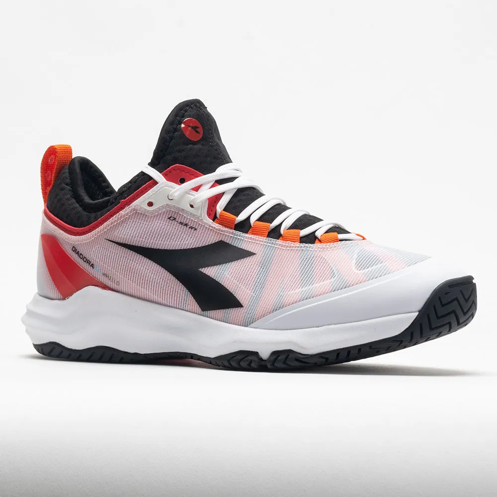 Diadora Speed Blushield Fly AG Men's  White/Black/Fiery Red running in the countryside
