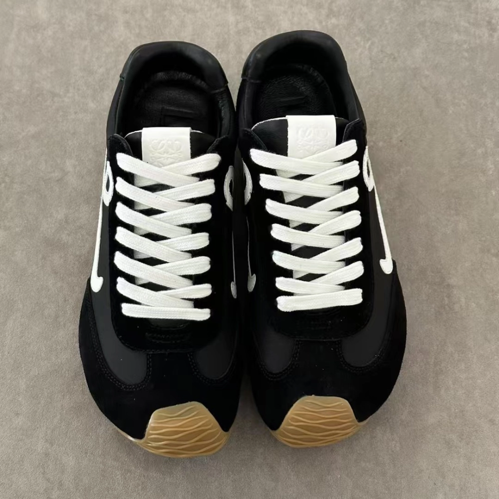 Black Ballet Runner 2.0 In Nylon And Calfskin Designer Sneakers for Men and Women Multi Surface Traction