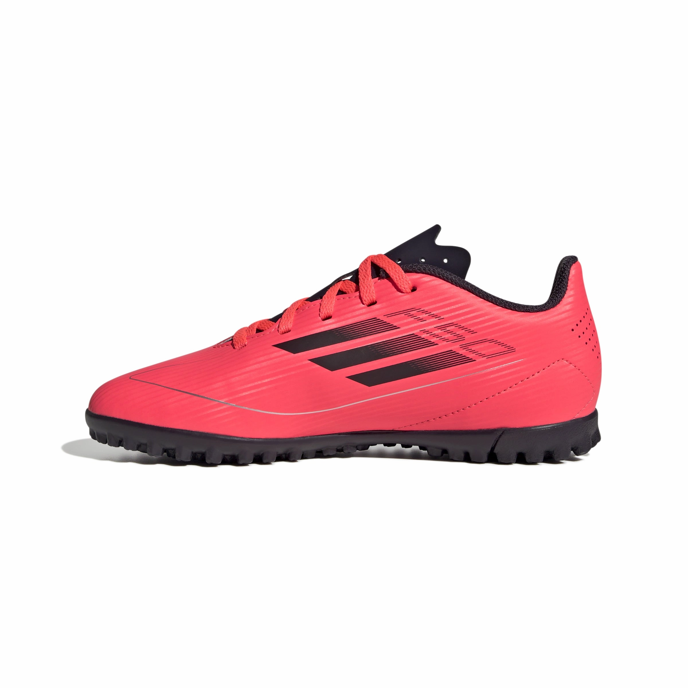 Foot Motion Sweat Control adidas F50 League Junior TF Turf Soccer Shoes - Turbo/ Aurbla/ Platinum