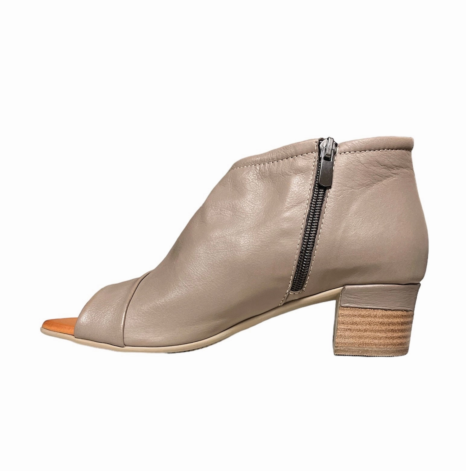 Gia-01 Taupe Leather Soft Cushioned Upper Breathable   mesh