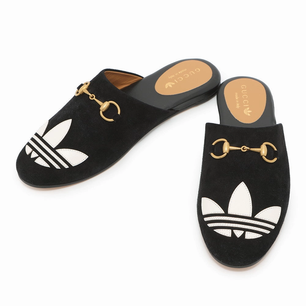 GUCCI Adidas collaboration Horsebit1955 mule slippers Black702211 Suede leather Size 36 Comfortable Pair Smooth Entry