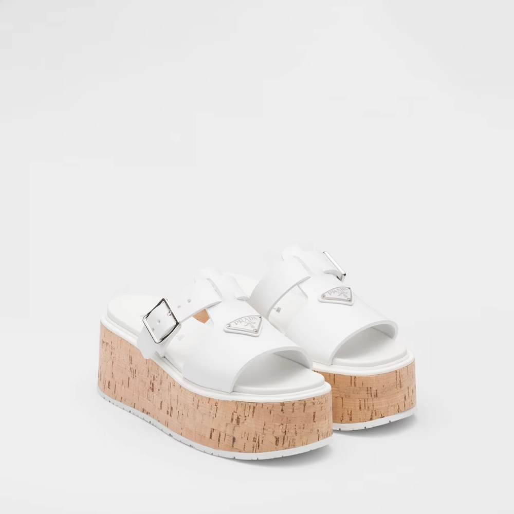 White Rubber Wedge Platform Sandals Designer Slides & Sandals for Women Light Travel Shoes Standing Comfort