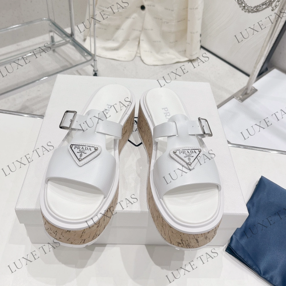 No Hassle White Rubber Wedge Platform Sandals Designer Slides & Sandals for Women
