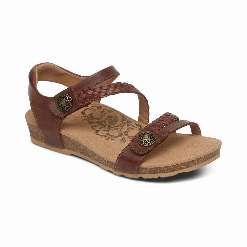 Open Toe Design Women's Jillian Braided Quarter Strap Walnut