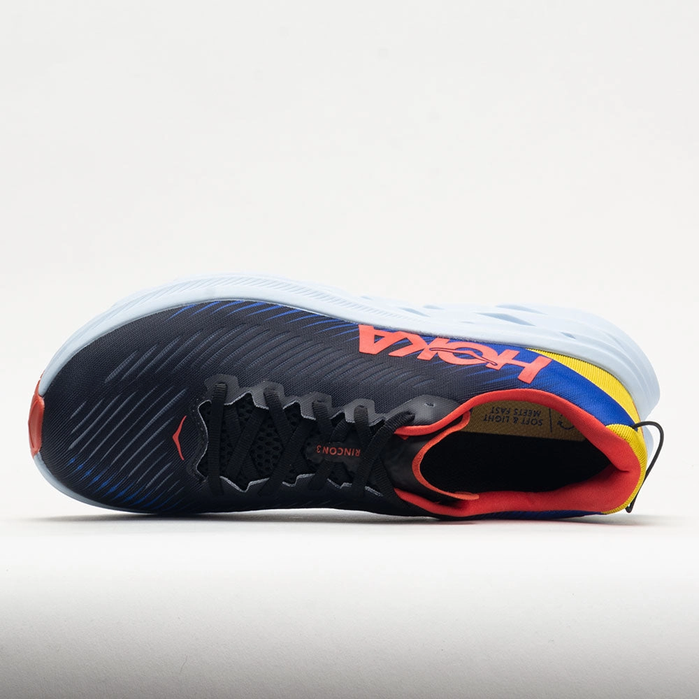 HOKA Rincon 3 Men's  Black/Dazzling Blue toe - box - roomy - design shoes Formal Shoes